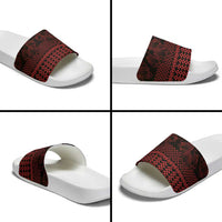 Red Taniko Kowhaiwhai Tukutuku Motif Slide Sandals - Polynesian Pride