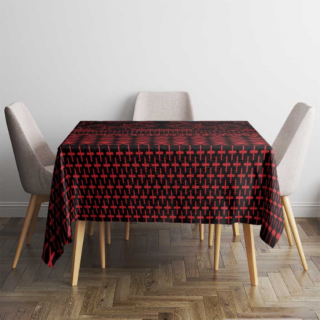 Red Taniko Kowhaiwhai Tukutuku Motif Tablecloth