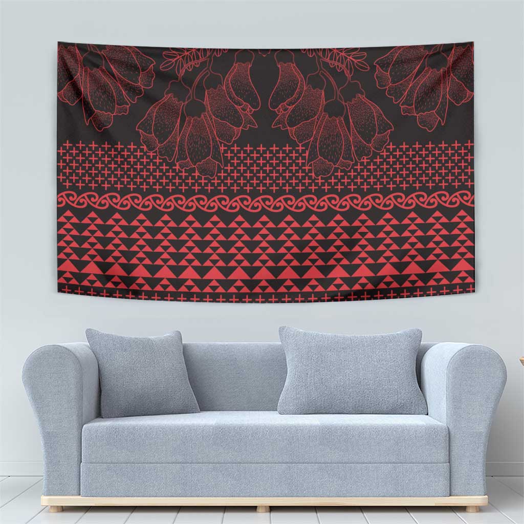 Red Taniko Kowhaiwhai Tukutuku Motif Tapestry