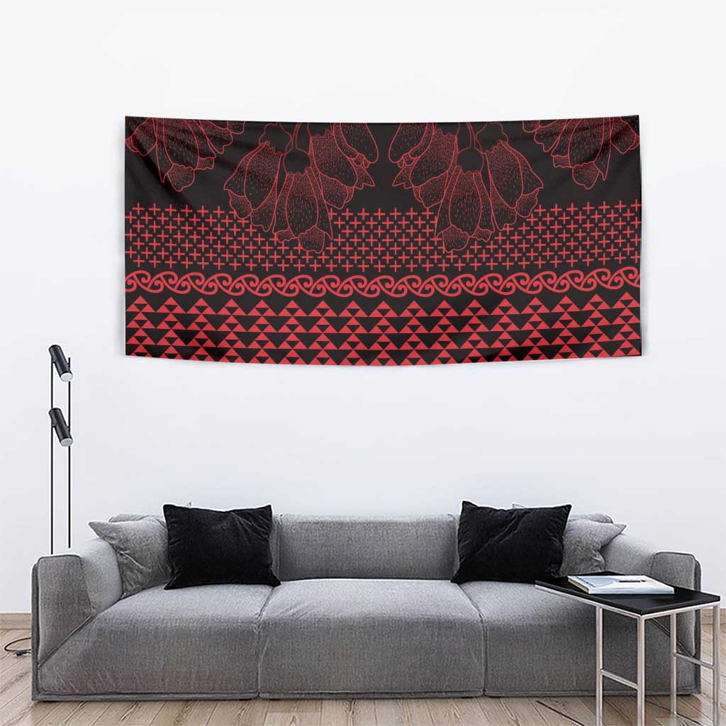 Red Taniko Kowhaiwhai Tukutuku Motif Tapestry