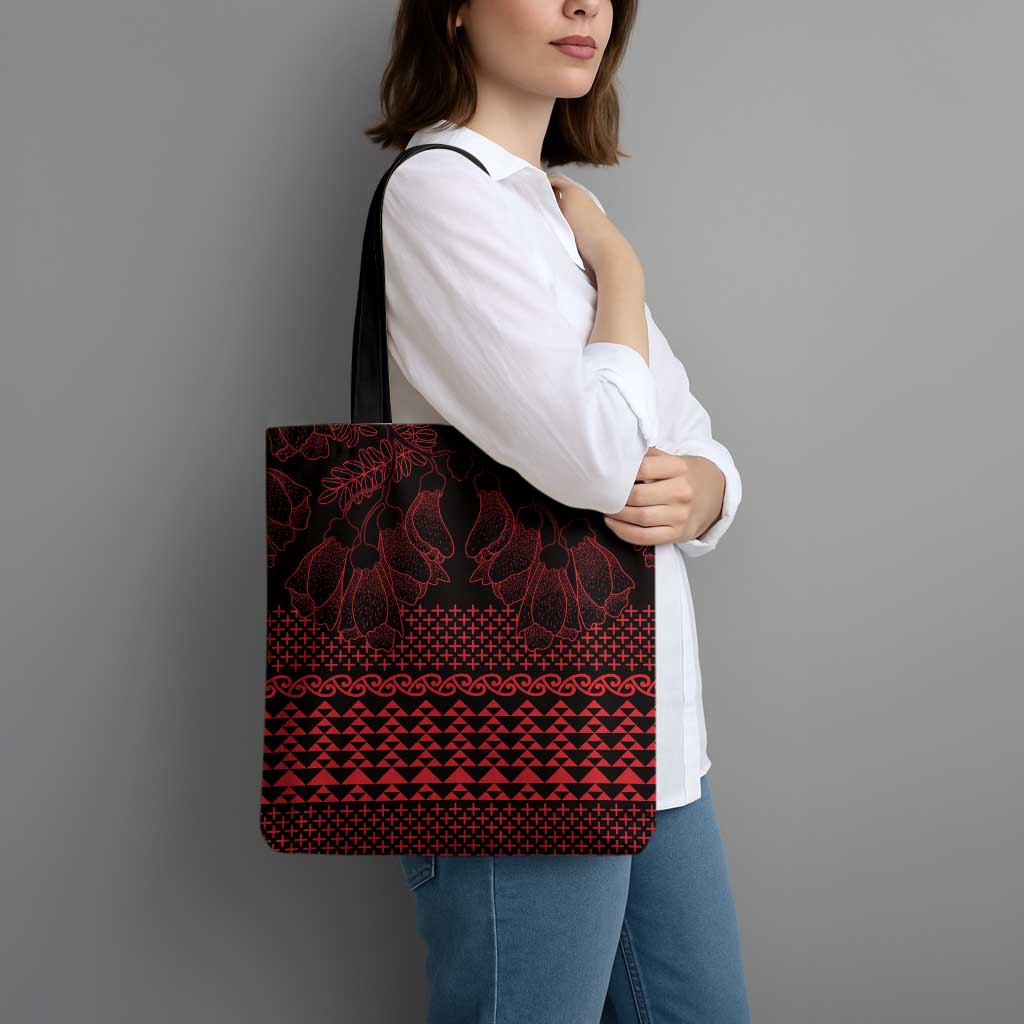 Red Taniko Kowhaiwhai Tukutuku Motif Tote Bag - Polynesian Pride