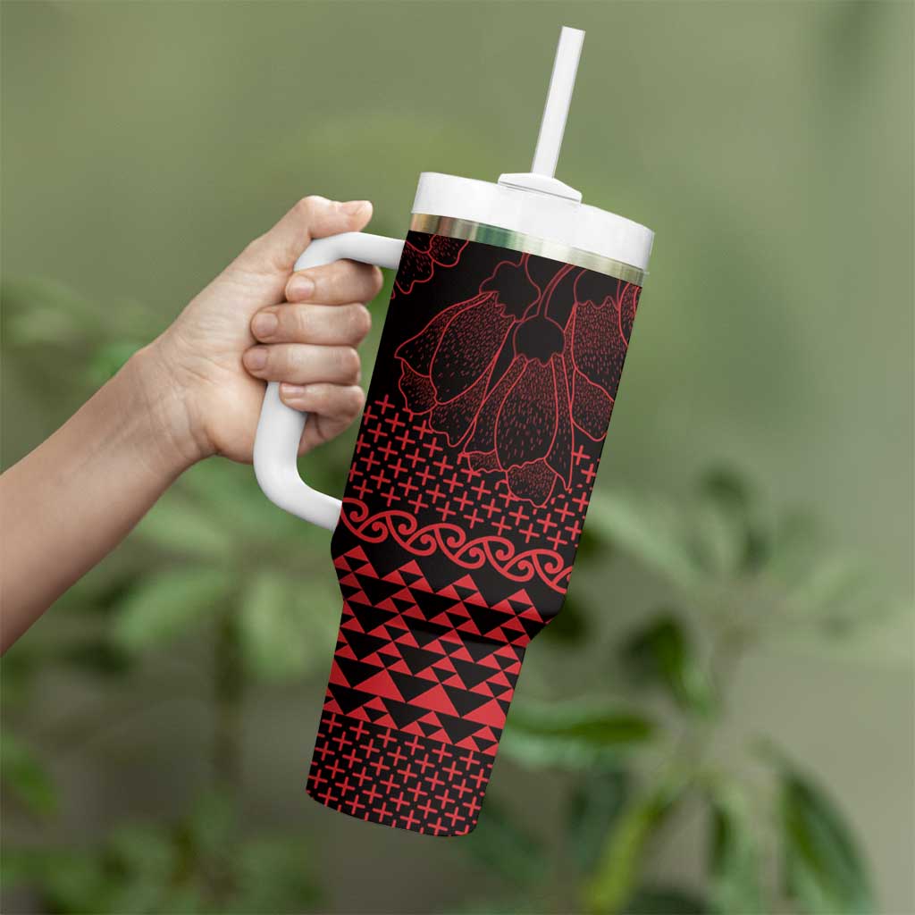 Red Taniko Kowhaiwhai Tukutuku Motif Tumbler With Handle