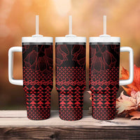 Red Taniko Kowhaiwhai Tukutuku Motif Tumbler With Handle