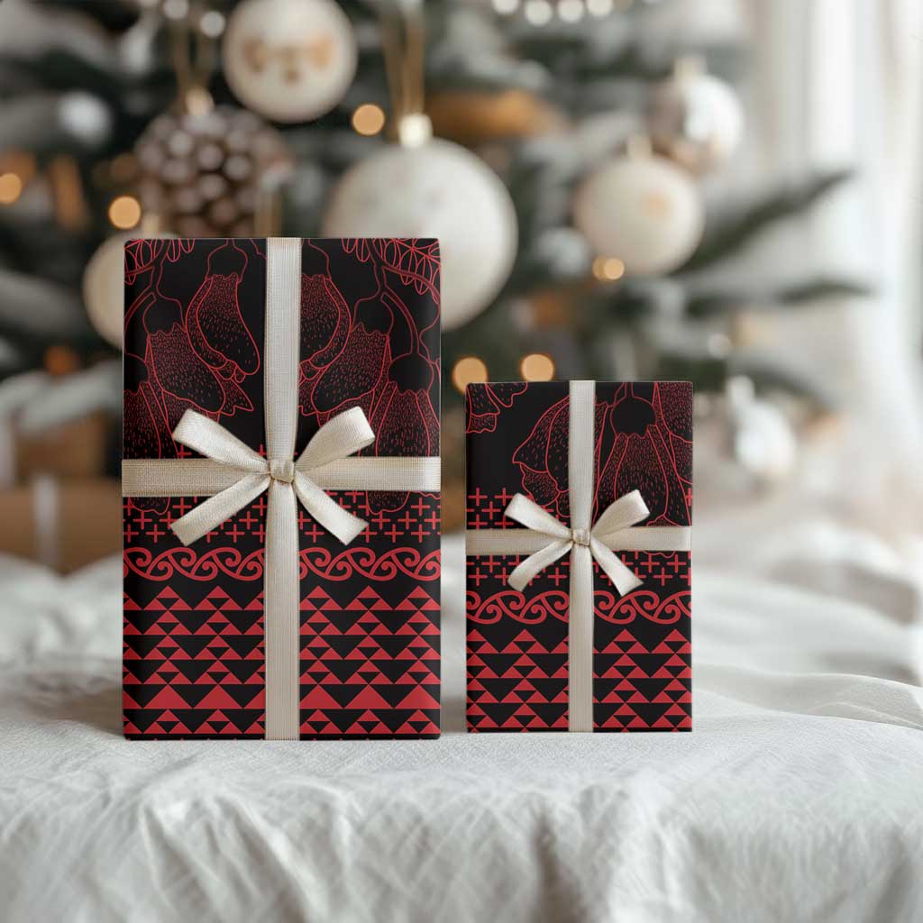 Red Taniko Kowhaiwhai Tukutuku Motif Wrapping Paper - Polynesian Pride