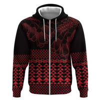 Red Taniko Kowhaiwhai Tukutuku Motif Zip Hoodie LT9 Zip Hoodie Red - Polynesian Pride