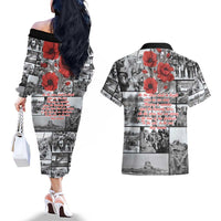 ANZAC Day Gallipoli Campaign Couples Matching Off The Shoulder Long Sleeve Dress and Hawaiian Shirt To The End They Remain LT9 - Polynesian Pride