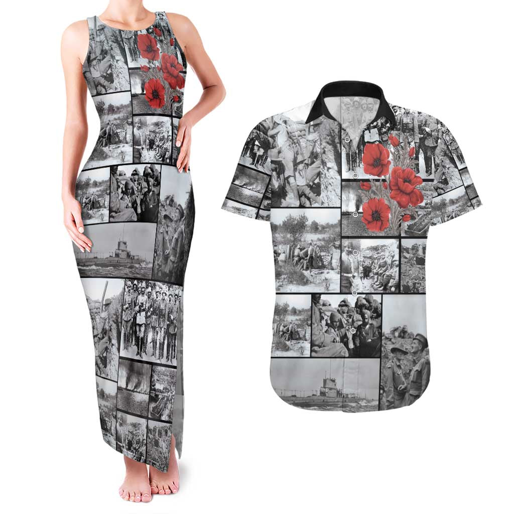 ANZAC Day Gallipoli Campaign Couples Matching Tank Maxi Dress and Hawaiian Shirt To The End They Remain LT9 Black - Polynesian Pride