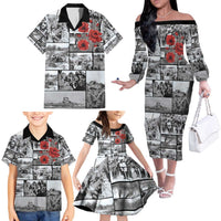 ANZAC Day Gallipoli Campaign Family Matching Off The Shoulder Long Sleeve Dress and Hawaiian Shirt To The End They Remain LT9 - Polynesian Pride