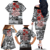 ANZAC Day Gallipoli Campaign Family Matching Off The Shoulder Long Sleeve Dress and Hawaiian Shirt To The End They Remain LT9 - Polynesian Pride