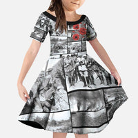 ANZAC Day Gallipoli Campaign Family Matching Short Sleeve Bodycon Dress and Hawaiian Shirt To The End They Remain LT9 Daughter's Dress Black - Polynesian Pride
