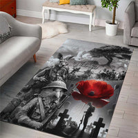 Black ANZAC Day The Battle of Lone Pine Area Rug Kiwi-Kangaroo Soldier Lest We Forget