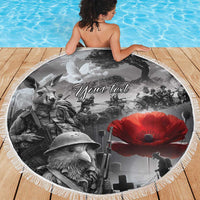 Black ANZAC Day The Battle of Lone Pine Beach Blanket Kiwi-Kangaroo Soldier Lest We Forget