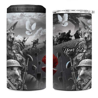Black ANZAC Day The Battle of Lone Pine 4 in 1 Can Cooler Tumbler Kiwi-Kangaroo Soldier Lest We Forget
