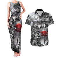 Black ANZAC Day The Battle of Lone Pine Couples Matching Tank Maxi Dress and Hawaiian Shirt Kiwi-Kangaroo Soldier Lest We Forget LT9 Black - Polynesian Pride
