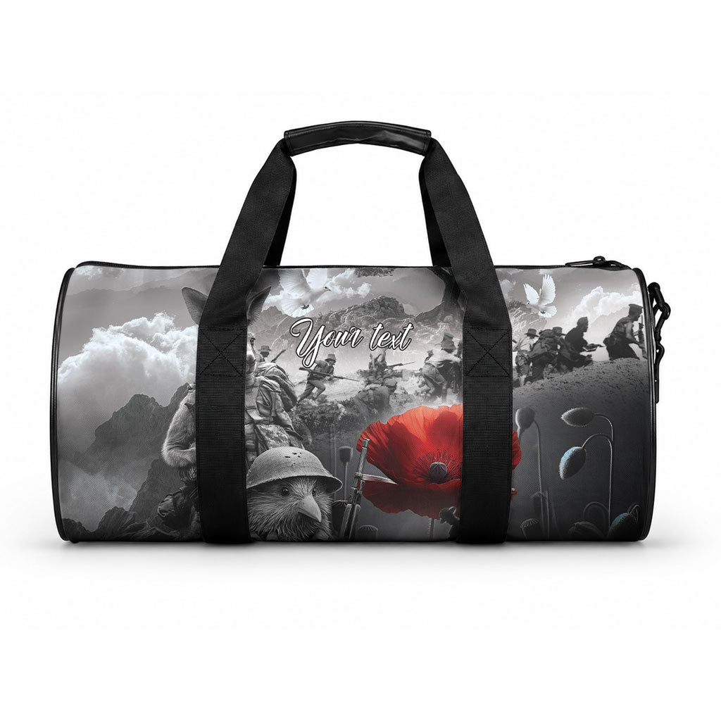Black ANZAC Personalised The Battle of Lone Pine Duffle Bag Kiwi-Kangaroo Soldier Lest We Forget LT9 One size Black - Polynesian Pride