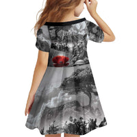 Black ANZAC Day The Battle of Lone Pine Family Matching Long Sleeve Bodycon Dress and Hawaiian Shirt Kiwi-Kangaroo Soldier Lest We Forget LT9 - Polynesian Pride