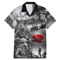 Black ANZAC Day The Battle of Lone Pine Family Matching Mermaid Dress and Hawaiian Shirt Kiwi-Kangaroo Soldier Lest We Forget LT9 Dad's Shirt - Short Sleeve Black - Polynesian Pride