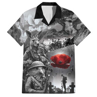Black ANZAC Day The Battle of Lone Pine Family Matching Off Shoulder Short Dress and Hawaiian Shirt Kiwi-Kangaroo Soldier Lest We Forget LT9 Dad's Shirt - Short Sleeve Black - Polynesian Pride