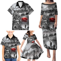 Black ANZAC Day The Battle of Lone Pine Family Matching Puletasi and Hawaiian Shirt Kiwi-Kangaroo Soldier Lest We Forget LT9 - Polynesian Pride