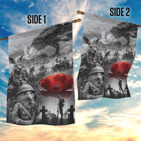 Black ANZAC Day The Battle of Lone Pine Garden Flag Kiwi-Kangaroo Soldier Lest We Forget