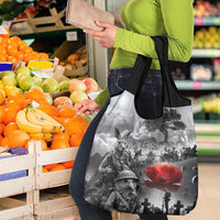 Black ANZAC Day The Battle of Lone Pine Grocery Bag Kiwi-Kangaroo Soldier Lest We Forget