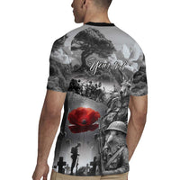 Black ANZAC Day The Battle of Lone Pine Rugby Jersey Kiwi-Kangaroo Soldier Lest We Forget