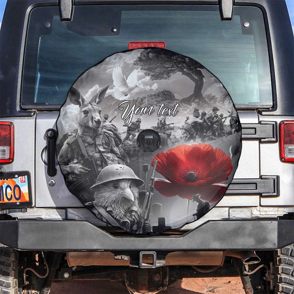 Black ANZAC Day The Battle of Lone Pine Spare Tire Cover Kiwi-Kangaroo Soldier Lest We Forget