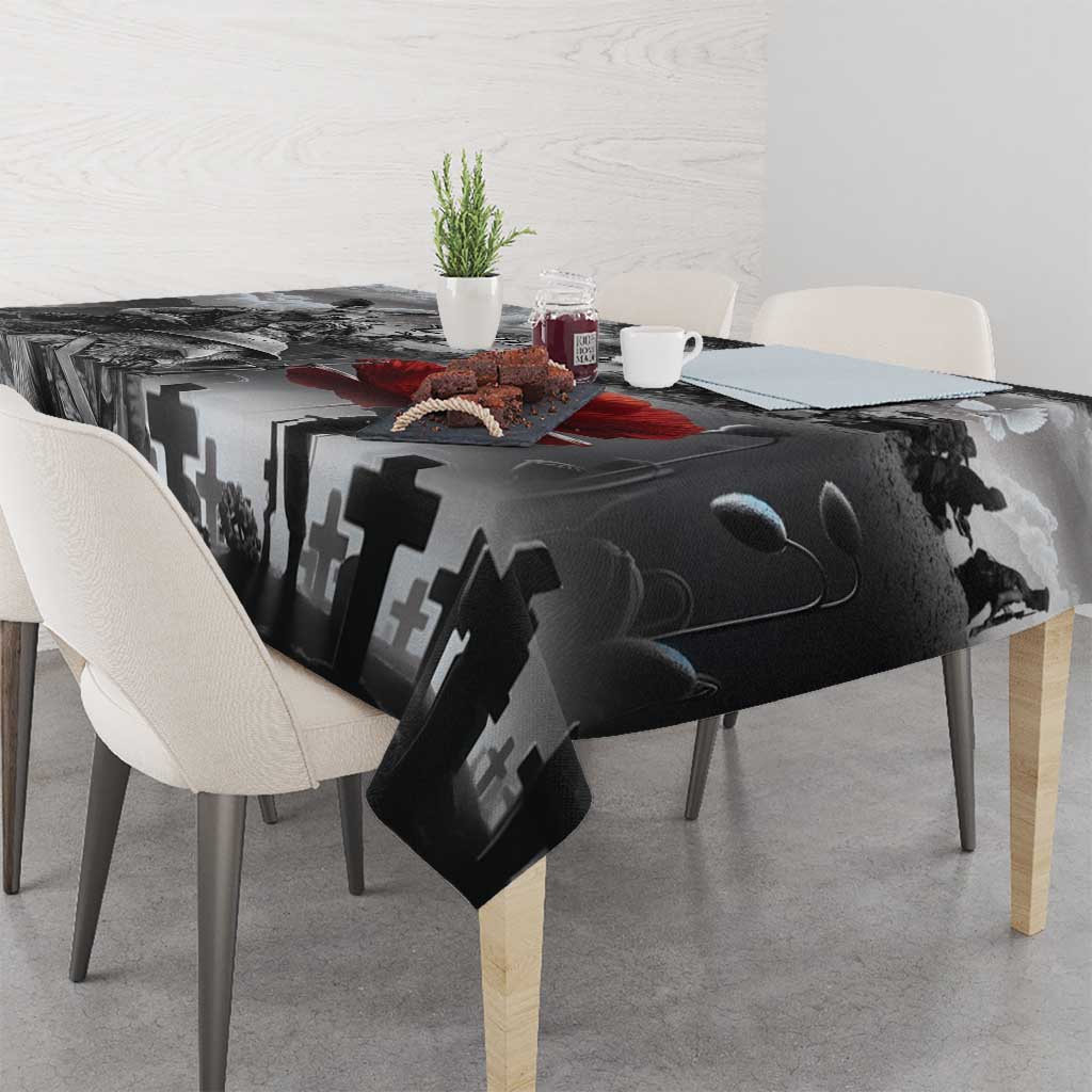 Black ANZAC Day The Battle of Lone Pine Tablecloth Kiwi-Kangaroo Soldier Lest We Forget