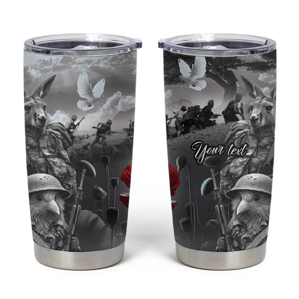 Black ANZAC Day The Battle of Lone Pine Tumbler Cup Kiwi-Kangaroo Soldier Lest We Forget