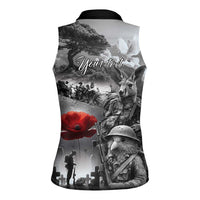 Black ANZAC Day The Battle of Lone Pine Women Sleeveless Polo Shirt Kiwi-Kangaroo Soldier Lest We Forget LT9 - Polynesian Pride