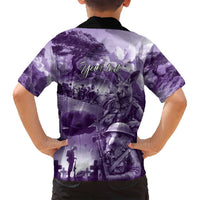 Purple ANZAC Day The Battle of Lone Pine Family Matching Long Sleeve Bodycon Dress and Hawaiian Shirt Kiwi-Kangaroo Soldier Lest We Forget