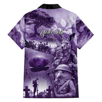Purple ANZAC Day The Battle of Lone Pine Family Matching Off Shoulder Short Dress and Hawaiian Shirt Kiwi-Kangaroo Soldier Lest We Forget