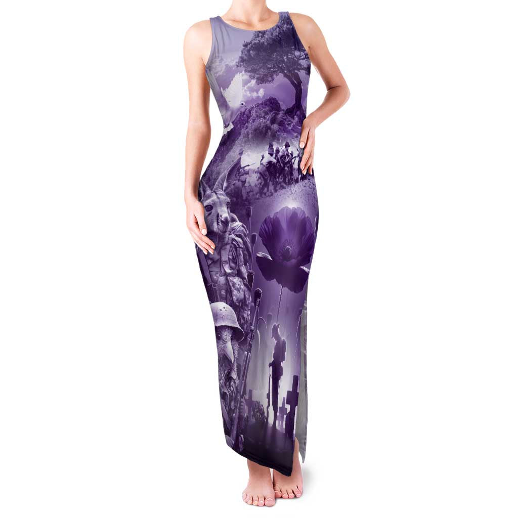 Purple ANZAC Day The Battle of Lone Pine Family Matching Tank Maxi Dress and Hawaiian Shirt Kiwi-Kangaroo Soldier Lest We Forget