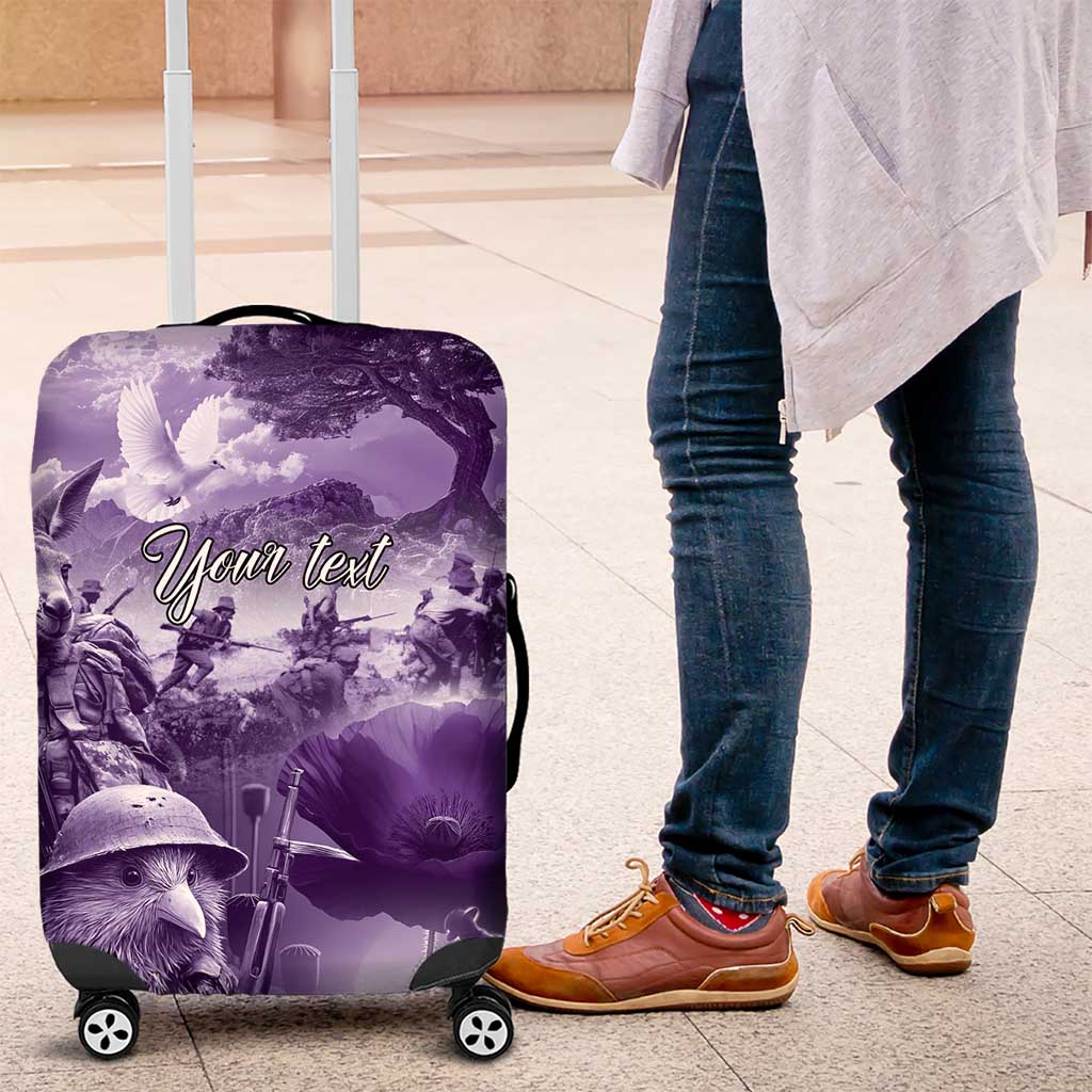 Purple ANZAC Day The Battle of Lone Pine Luggage Cover Kiwi-Kangaroo Soldier Lest We Forget