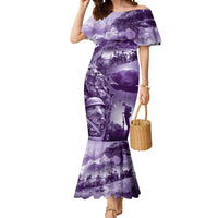 Purple ANZAC Day The Battle of Lone Pine Mermaid Dress Kiwi-Kangaroo Soldier Lest We Forget LT9 Women Purple - Polynesian Pride