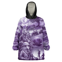 Purple ANZAC Day The Battle of Lone Pine Wearable Blanket Hoodie Kiwi-Kangaroo Soldier Lest We Forget