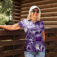 Purple ANZAC Day The Battle of Lone Pine Women Polo Shirt Kiwi-Kangaroo Soldier Lest We Forget
