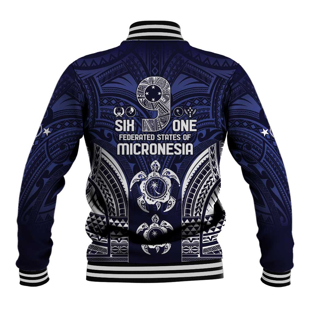 FSM Chuuk States Baseball Jacket Micronesia Six 9 One Polynesian Tribal Pattern