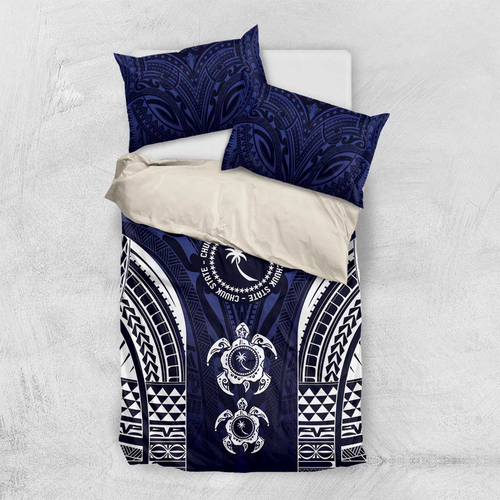 FSM Chuuk States Bedding Set Micronesia Six 9 One Polynesian Tribal Pattern LT9 US Twin 172cm x 218cm Blue - Polynesian Pride