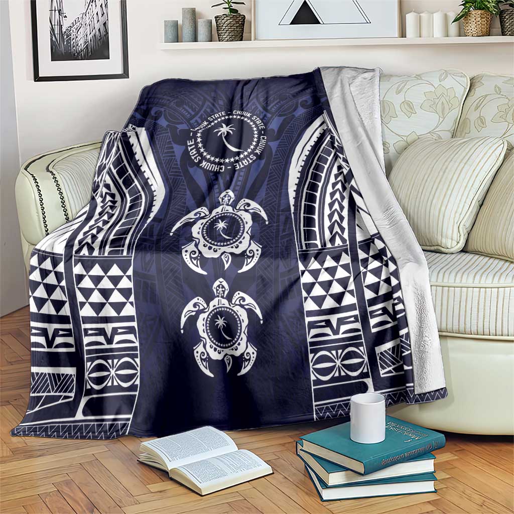 FSM Chuuk States Blanket Micronesia Six 9 One Polynesian Tribal Pattern LT9 Blue - Polynesian Pride