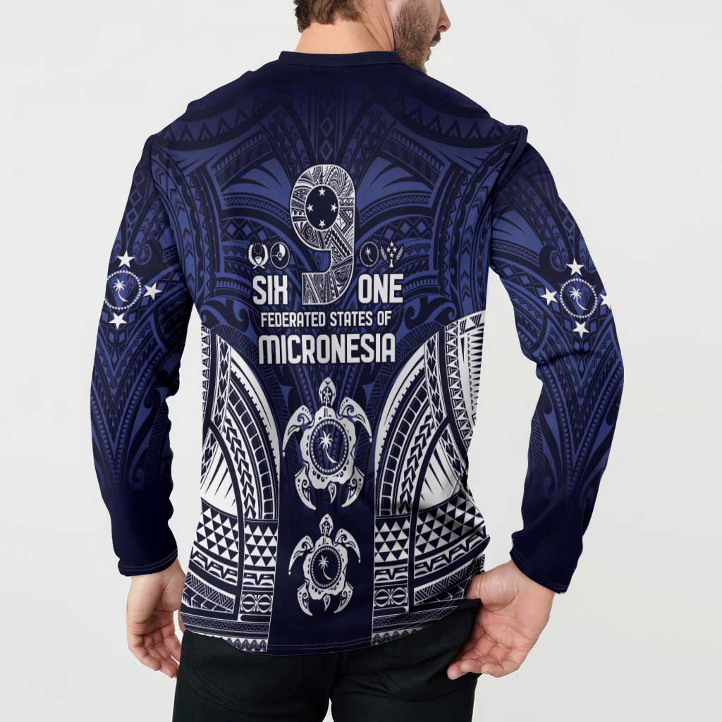 FSM Chuuk States Button Sweatshirt Micronesia Six 9 One Polynesian Tribal Pattern