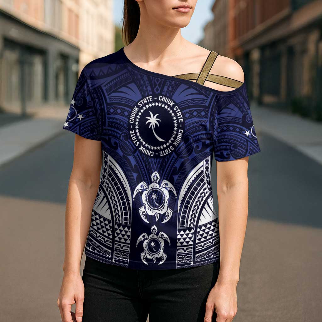 FSM Chuuk States Cross Shoulder Shirt Micronesia Six 9 One Polynesian Tribal Pattern - Polynesian Pride