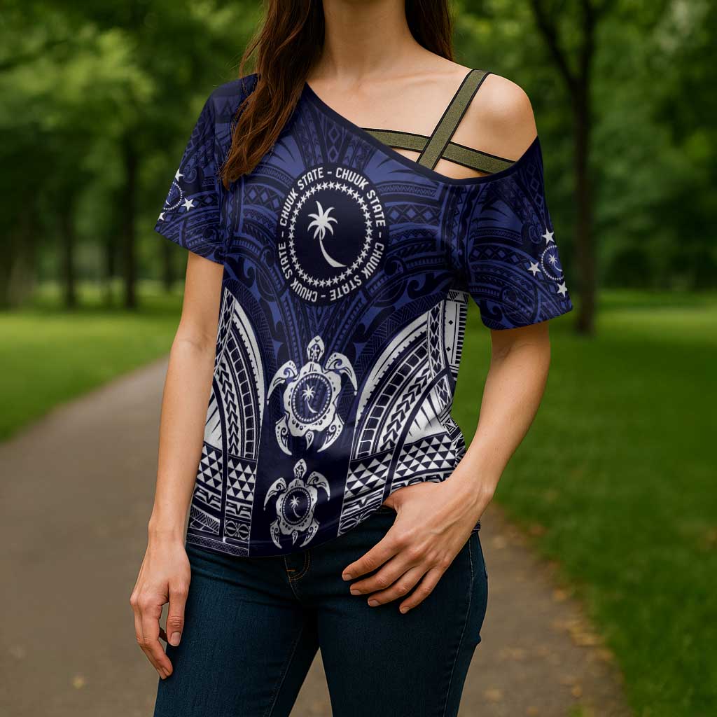 FSM Chuuk States Cross Shoulder Shirt Micronesia Six 9 One Polynesian Tribal Pattern - Polynesian Pride