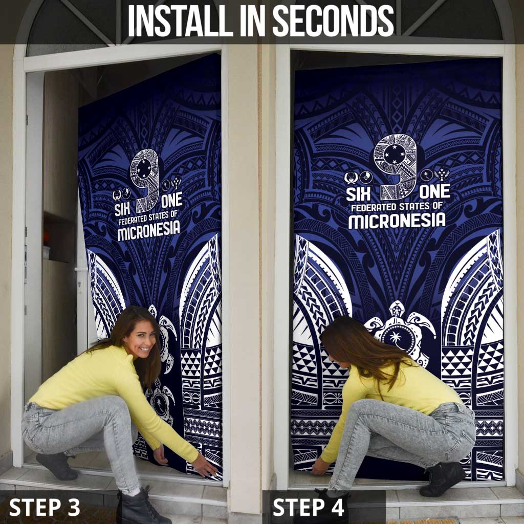FSM Chuuk States Door Cover Micronesia Six 9 One Polynesian Tribal Pattern - Polynesian Pride