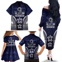 FSM Chuuk States Family Matching Off The Shoulder Long Sleeve Dress and Hawaiian Shirt Micronesia Six 9 One Polynesian Tribal Pattern LT9 - Polynesian Pride