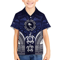 FSM Chuuk States Family Matching Off The Shoulder Long Sleeve Dress and Hawaiian Shirt Micronesia Six 9 One Polynesian Tribal Pattern LT9 Son's Shirt Blue - Polynesian Pride