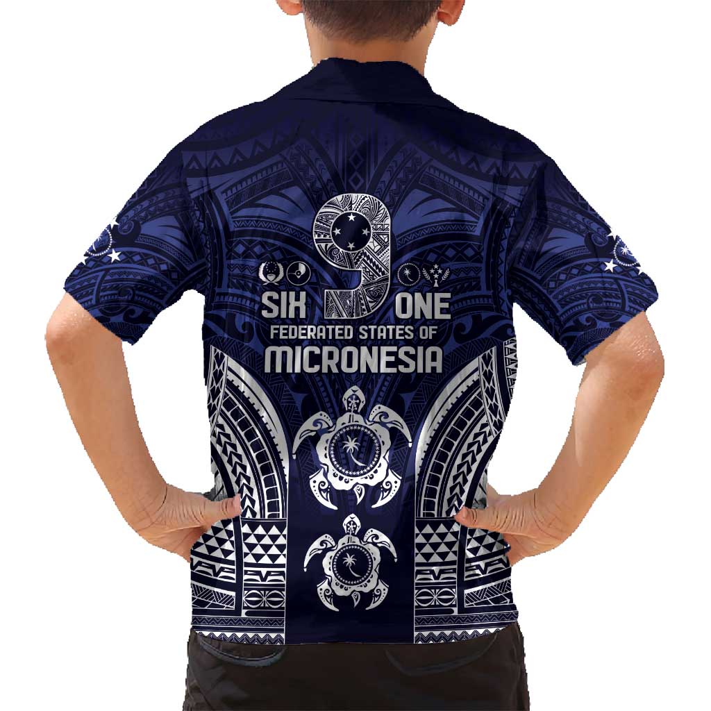 FSM Chuuk States Family Matching Off Shoulder Short Dress and Hawaiian Shirt Micronesia Six 9 One Polynesian Tribal Pattern