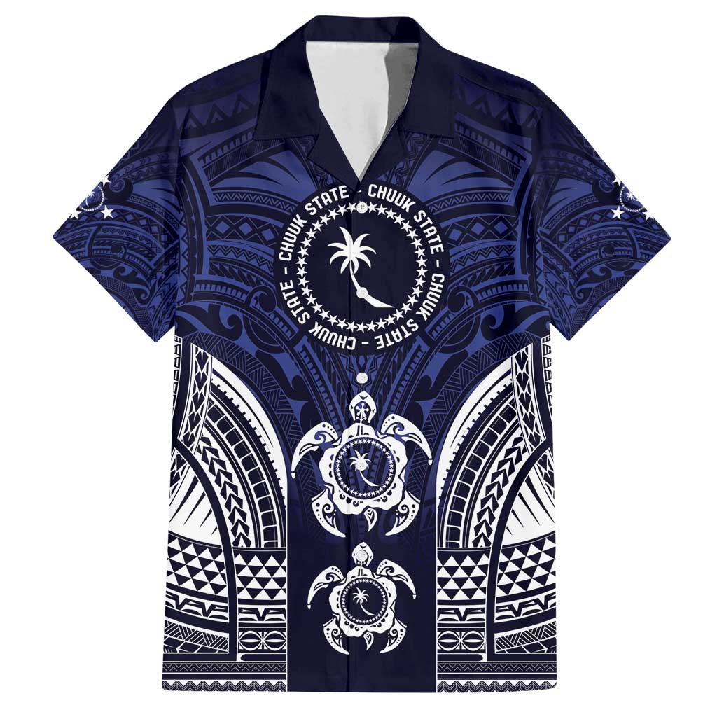 FSM Chuuk States Family Matching Puletasi and Hawaiian Shirt Micronesia Six 9 One Polynesian Tribal Pattern LT9 Dad's Shirt - Short Sleeve Blue - Polynesian Pride