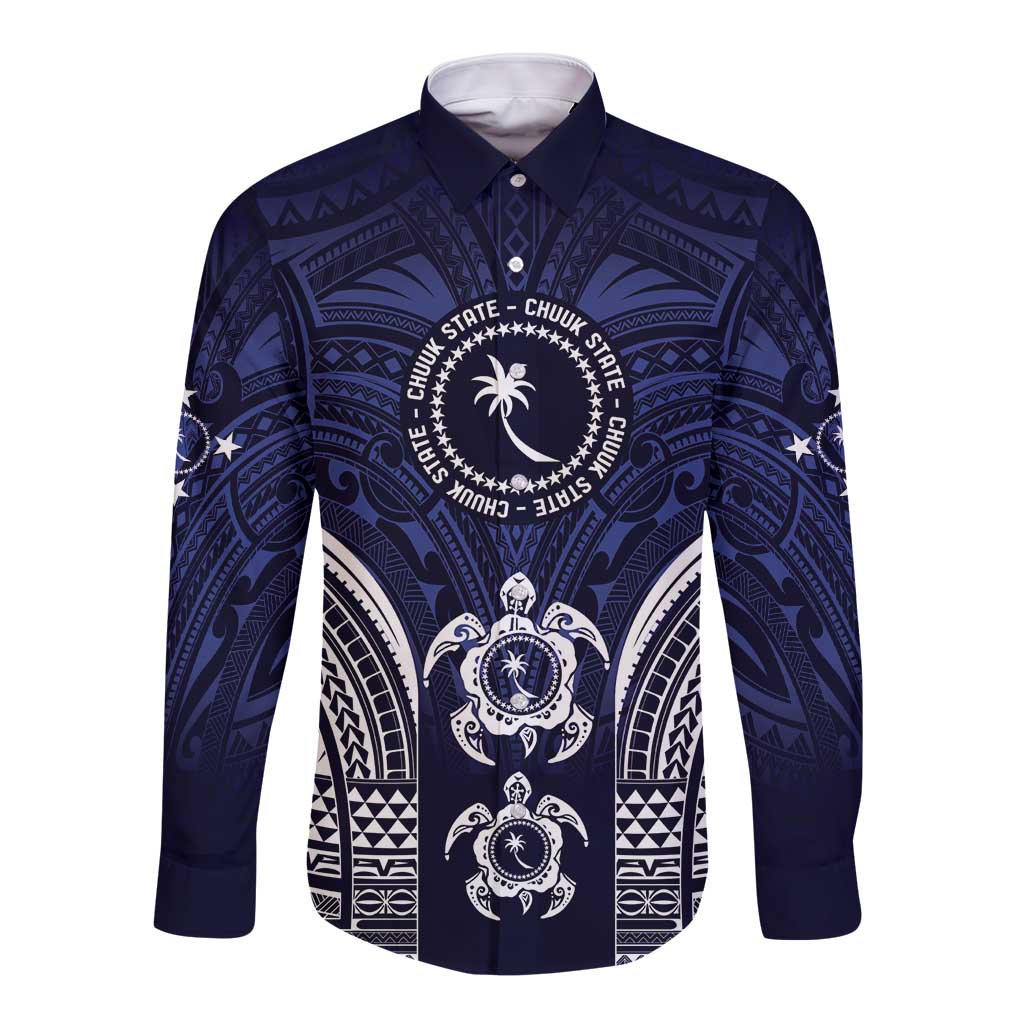 FSM Chuuk States Long Sleeve Button Shirt Micronesia Six 9 One Polynesian Tribal Pattern