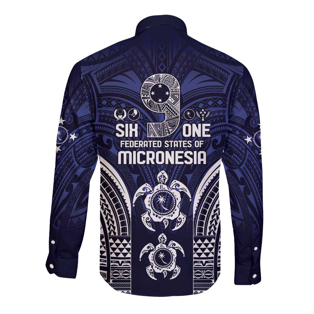 FSM Chuuk States Long Sleeve Button Shirt Micronesia Six 9 One Polynesian Tribal Pattern